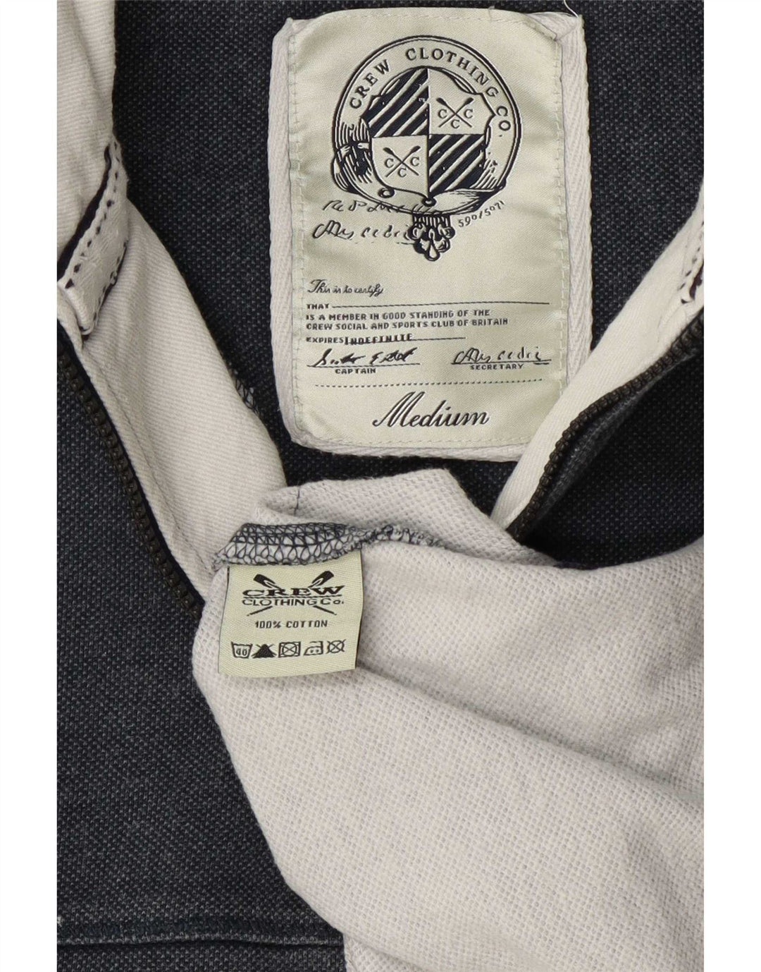 Ανδρικό φούτερ με φερμουάρ Crew Clothing, μεσαίο βαμβακερό γκρι