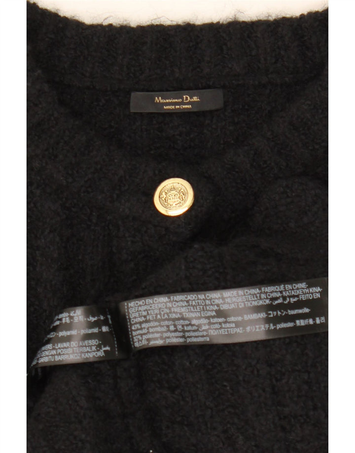 Massimo Dutti Γυναικείο Crop Oversized Ζακέτα πουλόβερ UK 10 Small Black