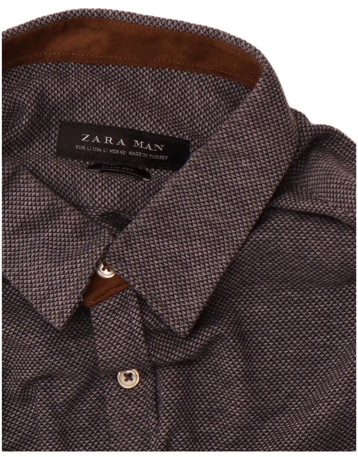 Ανδρικό πουκάμισο ZARA Slim Fit Μεγάλο Navy Blue Spotted