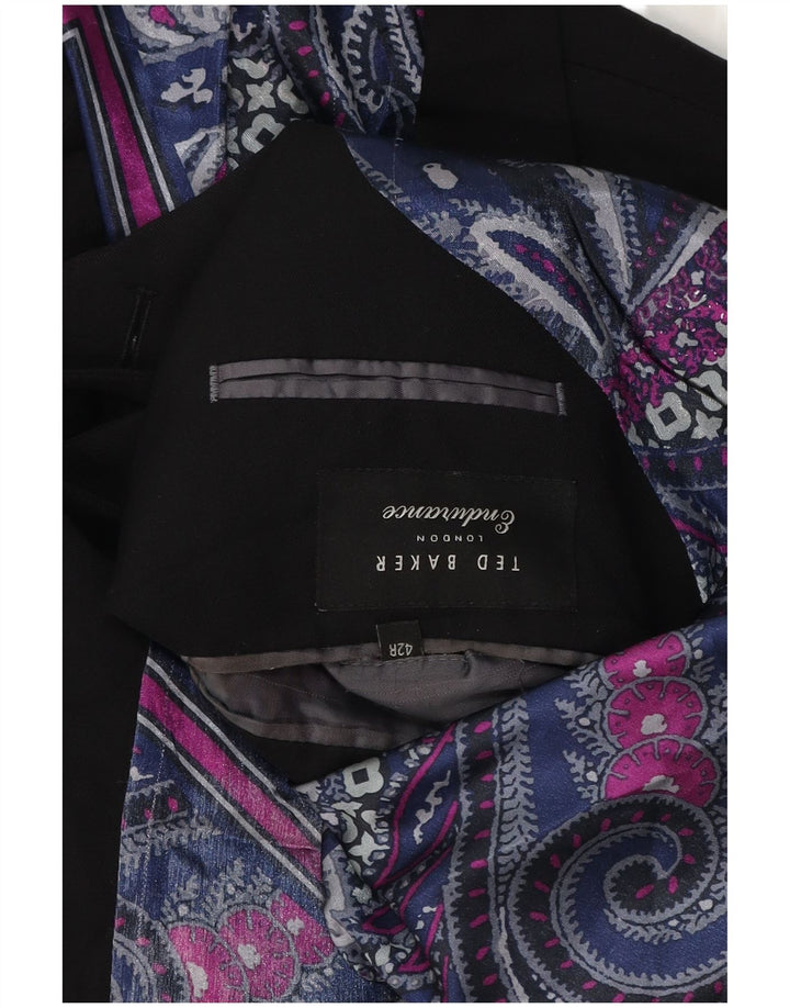 TED BAKER Ανδρικό σακάκι σακάκι με 2 κουμπιά UK 42 XL μαύρο μαλλί