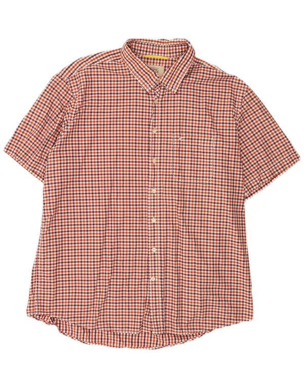 Camel Active Ανδρικό κοντομάνικο πουκάμισο με κανονική εφαρμογή 2XL κόκκινο βαμβακερό Gingham