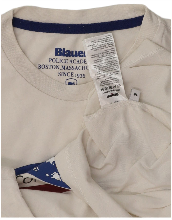 Γραφικό T-Shirt για αγόρι BLAUER Τοπ 13-14 ετών Λευκό βαμβακερό