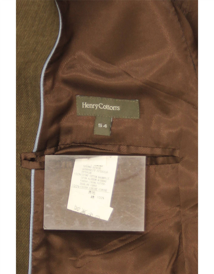 Henry Cottons Ανδρικό σακάκι με 3 κουμπιά σακάκι IT 54 2XL Χακί βαμβακερό