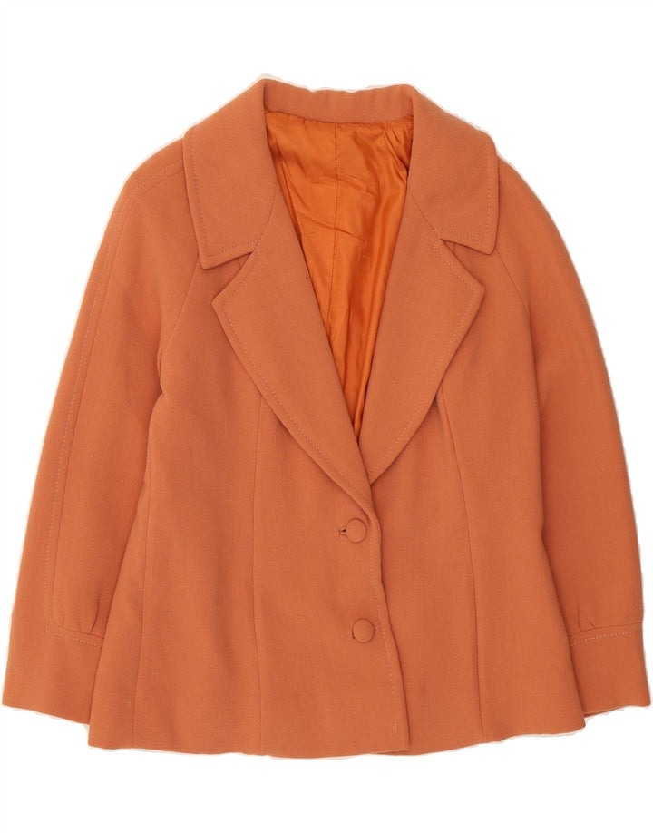 VINTAGE Womens 2 Button Blazer Jacket UK 12 Medium Orange Vintage Vintage and Second-Hand Vintage from Messina Hembry 