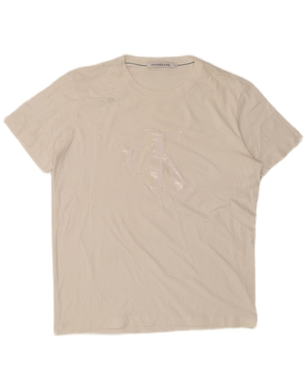 Ανδρικό γραφικό T-shirt Calvin Klein Jeans Top XL Λευκό