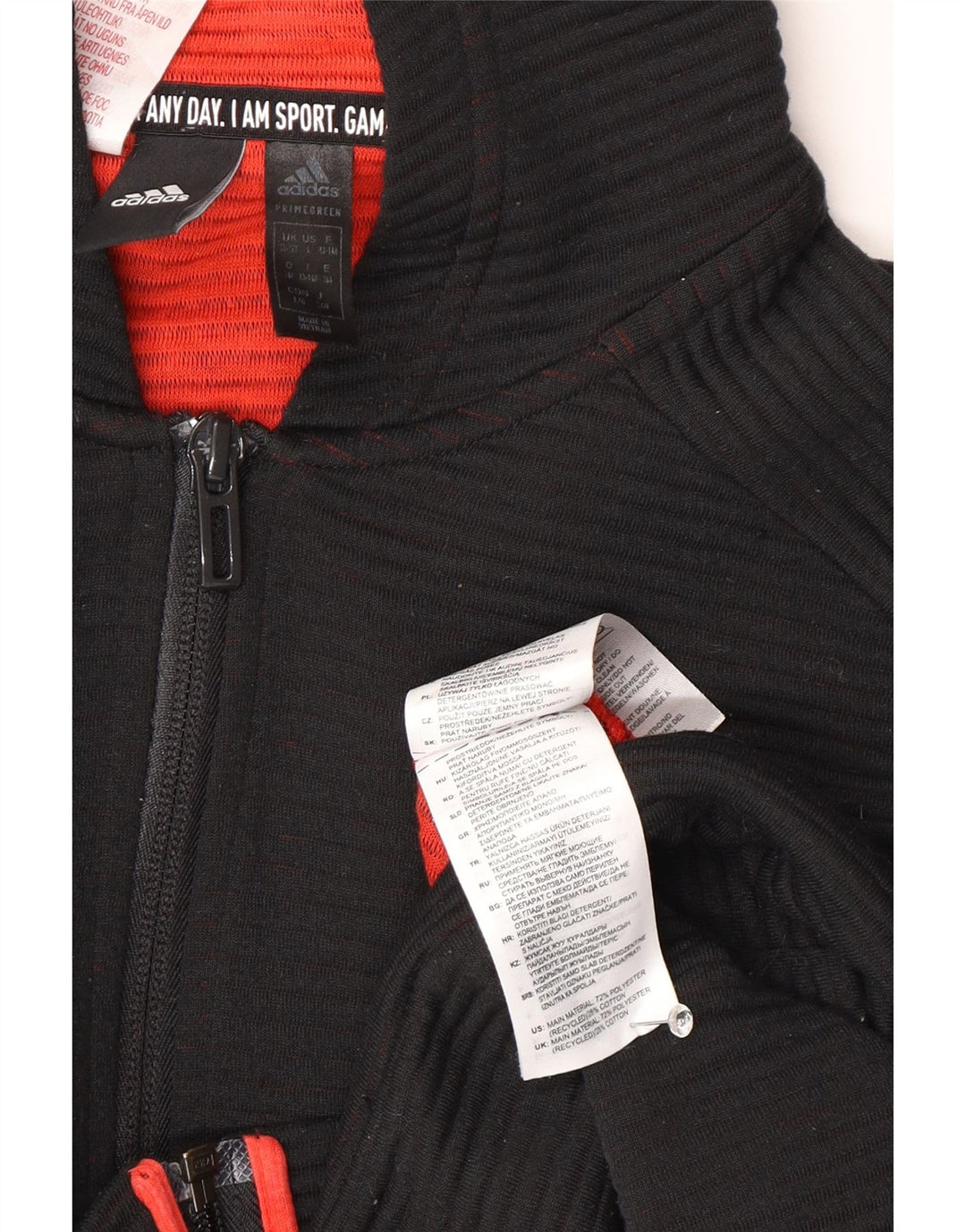 Adidas Boys Zip Hoodie πουλόβερ 13-14 ετών μαύρο πολυεστέρα