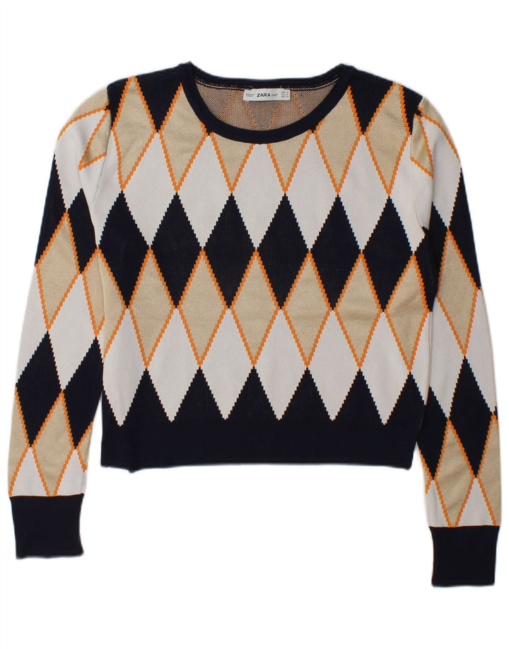 Zara Γυναικείο πουλόβερ με λαιμόκαυμα UK 14 Medium Πολύχρωμο