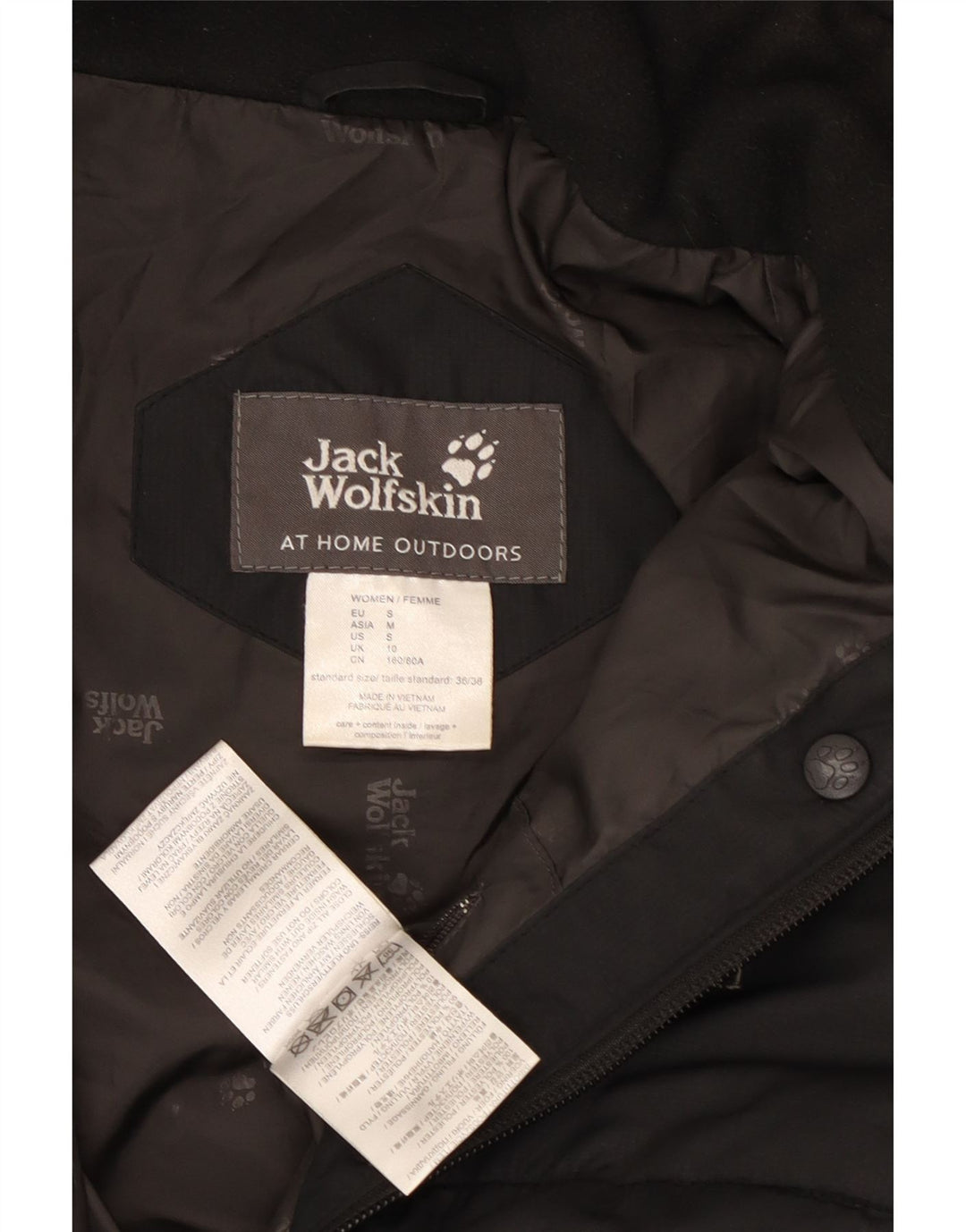 Jack Wolfskin Γυναικείο παλτό με κουκούλα UK 10 μικρό μαύρο πολυεστέρα