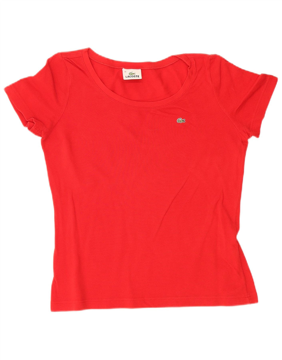 Γυναικείο T-Shirt LACOSTE Top Size 36 Small κόκκινο βαμβακερό