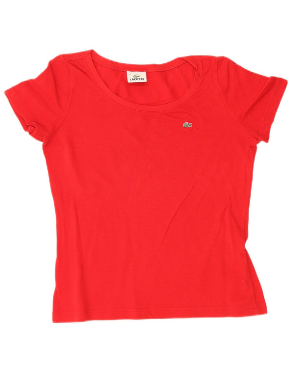 Γυναικείο T-Shirt LACOSTE Top Size 36 Small κόκκινο βαμβακερό