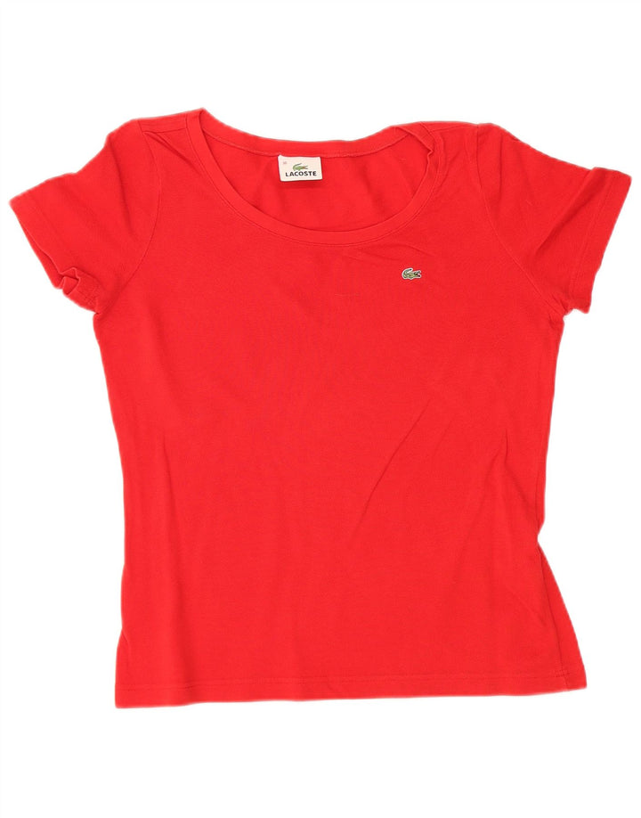Γυναικείο T-Shirt LACOSTE Top Size 36 Small κόκκινο βαμβακερό
