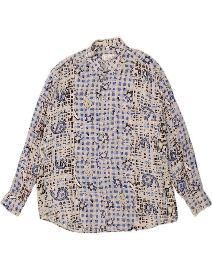 VINTAGE Mens Shirt Size 41/42 Large Blue Paisley Vintage Vintage and Second-Hand Vintage from Messina Hembry 