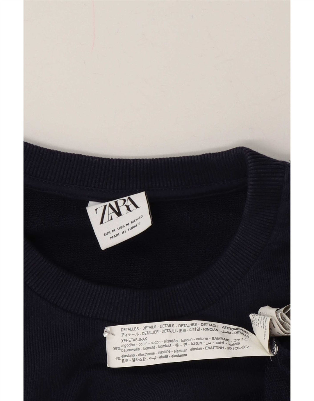 Ανδρικό γραφικό φούτερ Zara Jumper Medium Navy Blue Colourblock Βαμβακερό