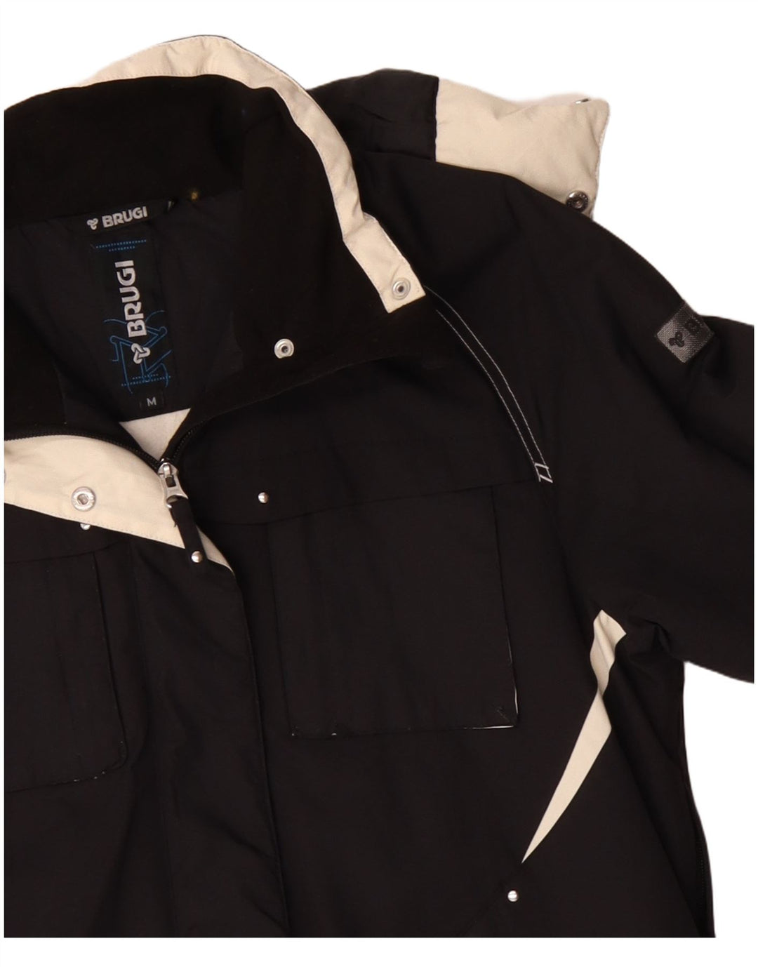 Brugi γυναικείο μπουφάν με κουκούλα αντιανεμικό UK 14 Medium Black Colourblock