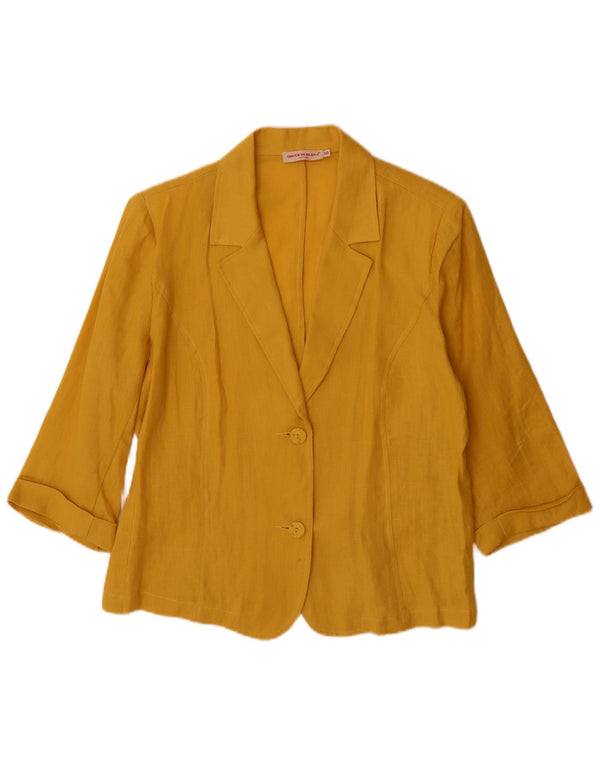 VINTAGE Womens 3/4 Sleeve 2 Button Blazer Jacket IT 50 XL Yellow