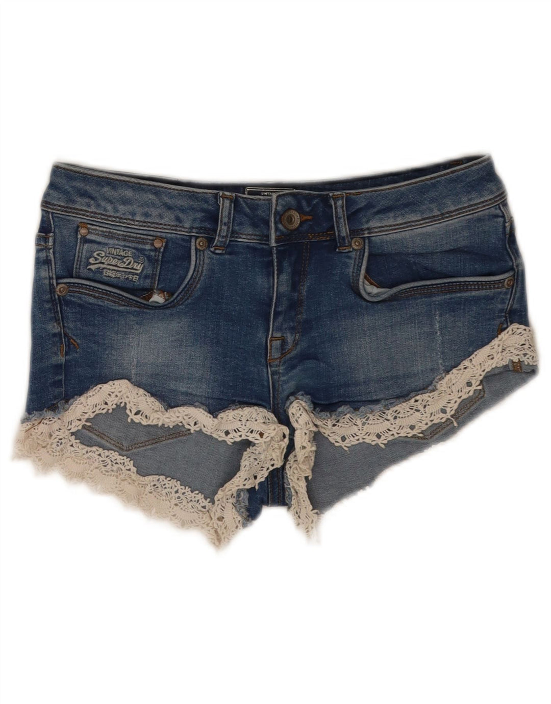 Superdry Γυναικείο Τζιν Hot Παντελόνι W26 Μικρό Μπλε Βαμβακερό
