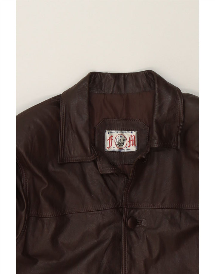 VINTAGE Mens Leather Jacket UK 40 Large Brown Leather Vintage Vintage and Second-Hand Vintage from Messina Hembry 