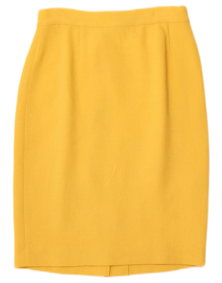 VINTAGE Γυναικείο Σετ Φούστας 2 τεμαχίων με 4 Κουμπιά IT 44 Medium W26 Κίτρινο μαλλί