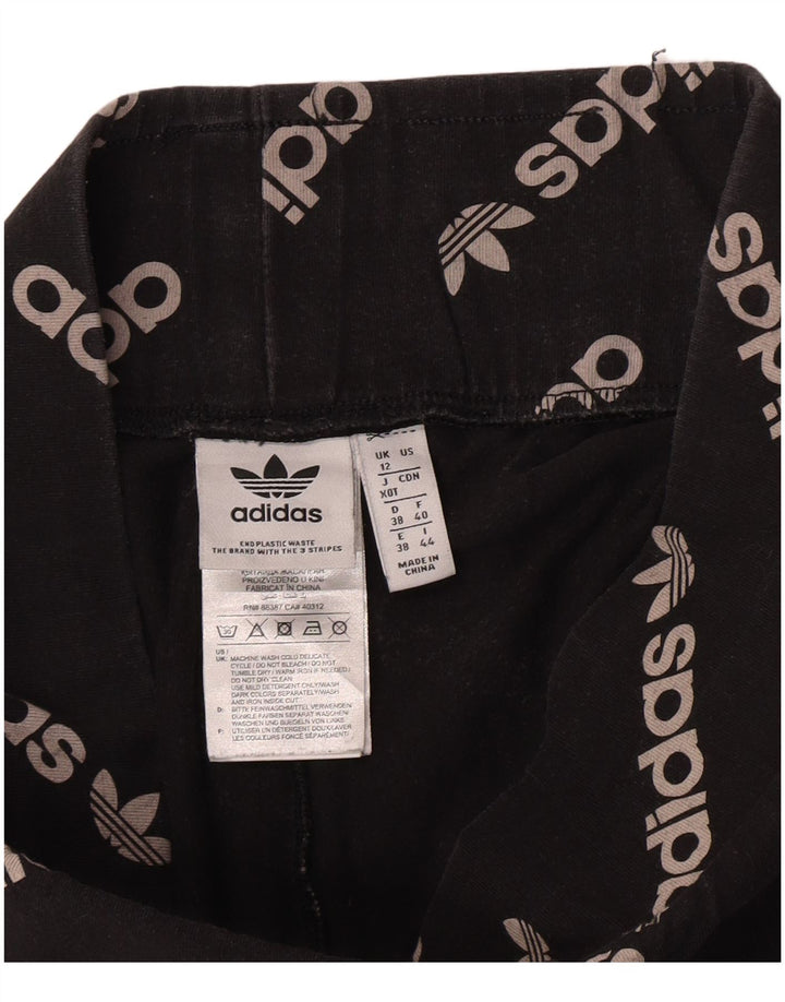 Γυναικεία γραφικά κολάν Adidas UK 12 μεσαίο μαύρο βαμβακερό
