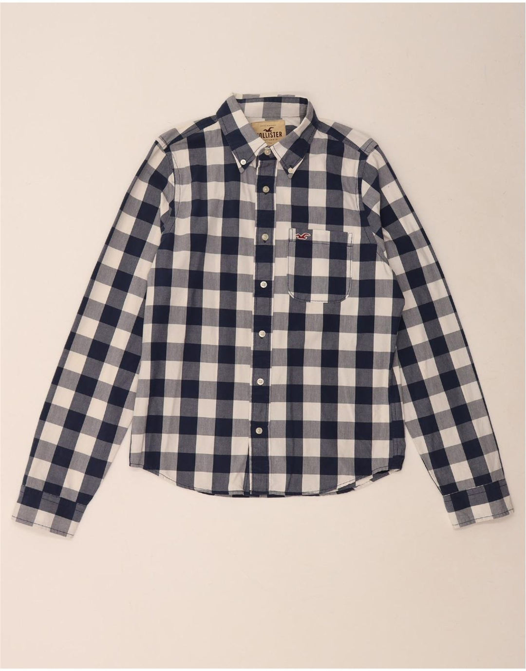 Ανδρικό πουκάμισο Hollister Large Navy Blue Gingham Cotton