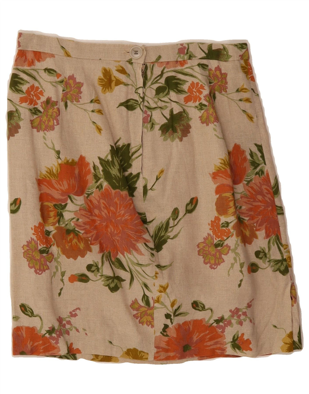 VINTAGE Womens Mini Skirt W28 Medium Beige Floral Vintage Vintage and Second-Hand Vintage from Messina Hembry 
