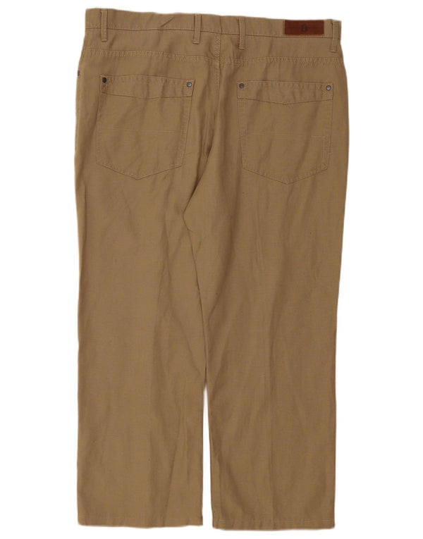 Marks & Spencer Mens Blue Harbour Straight Casual Trousers W38 L29 Beige