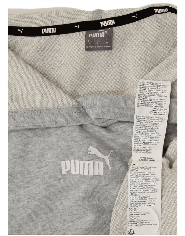Puma Γυναικείο Crop Graphic Oversized Hoodie Jumper UK 14 Medium Grey Cotton
