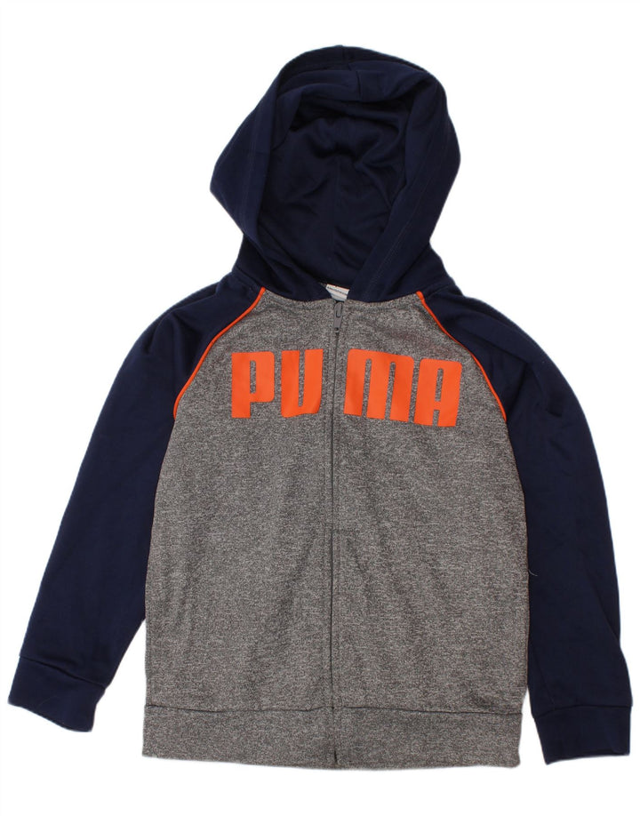Γραφικό πουλόβερ PUMA Boys με κουκούλα με φερμουάρ 5-6 ετών Γκρι πολυεστέρας
