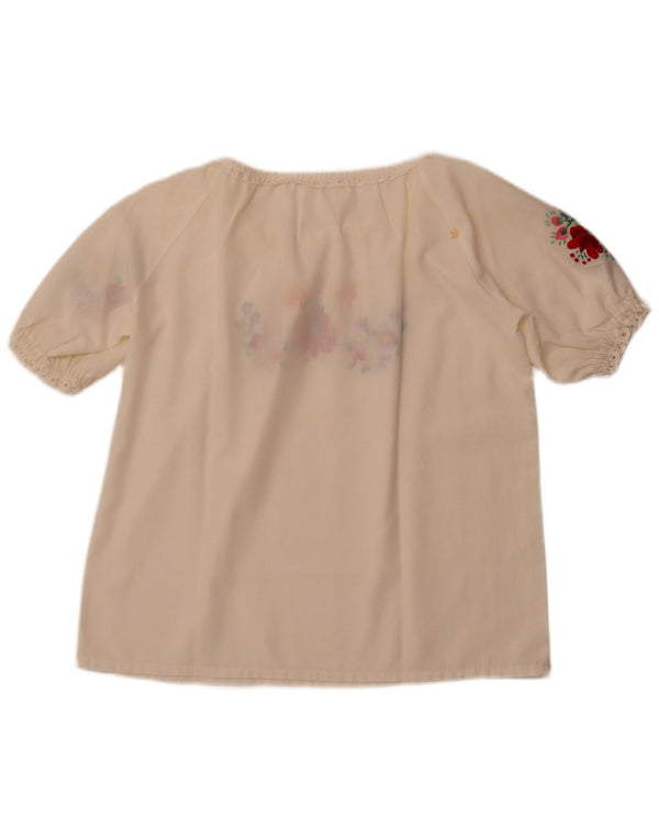 VINTAGE Γυναικεία Μπλούζα Τοπ UK 16 Large Off White Floral