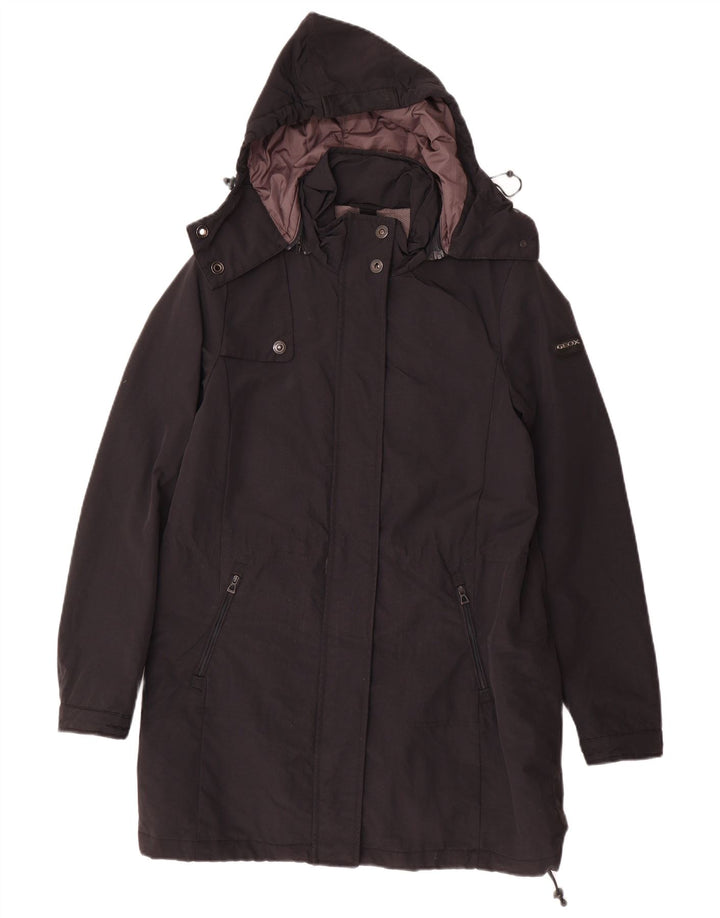 GEOX RESPIRA Γυναικείο παλτό αντιανεμικό με κουκούλα UK 6 XS μαύρο πολυαμίδιο