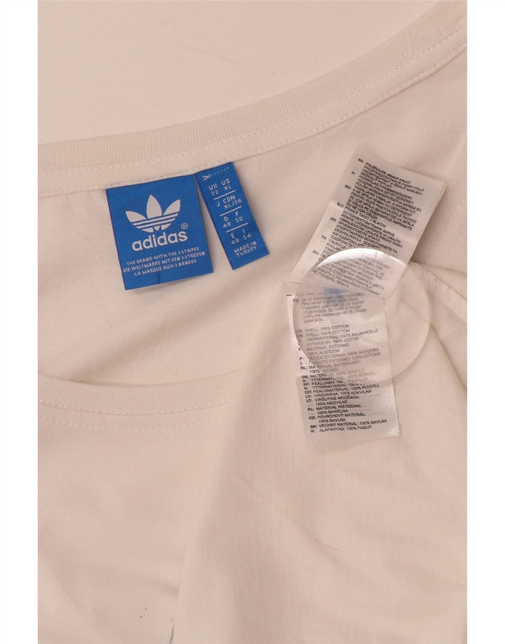 Γυναικείο Longline γραφικό μπλουζάκι ADIDAS Top UK 22 XL Λευκό βαμβακερό
