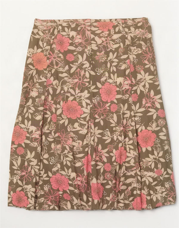 Marks & Spencer Γυναικεία πλισέ φούστα UK 18 XL W38 Khaki Floral Viscose