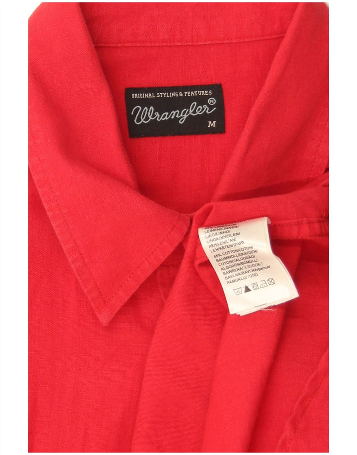 Ανδρικό κοντομάνικο πουκάμισο Wrangler, μεσαίο κόκκινο λινό