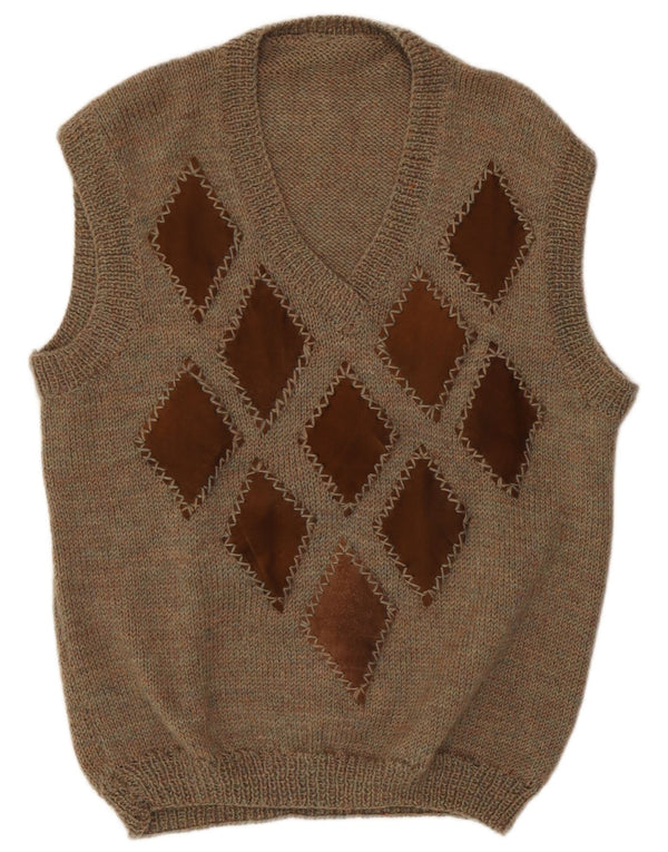 Vintage γυναικείο γιλέκο Tank Top UK 18 XL Brown Argyle/Diamond