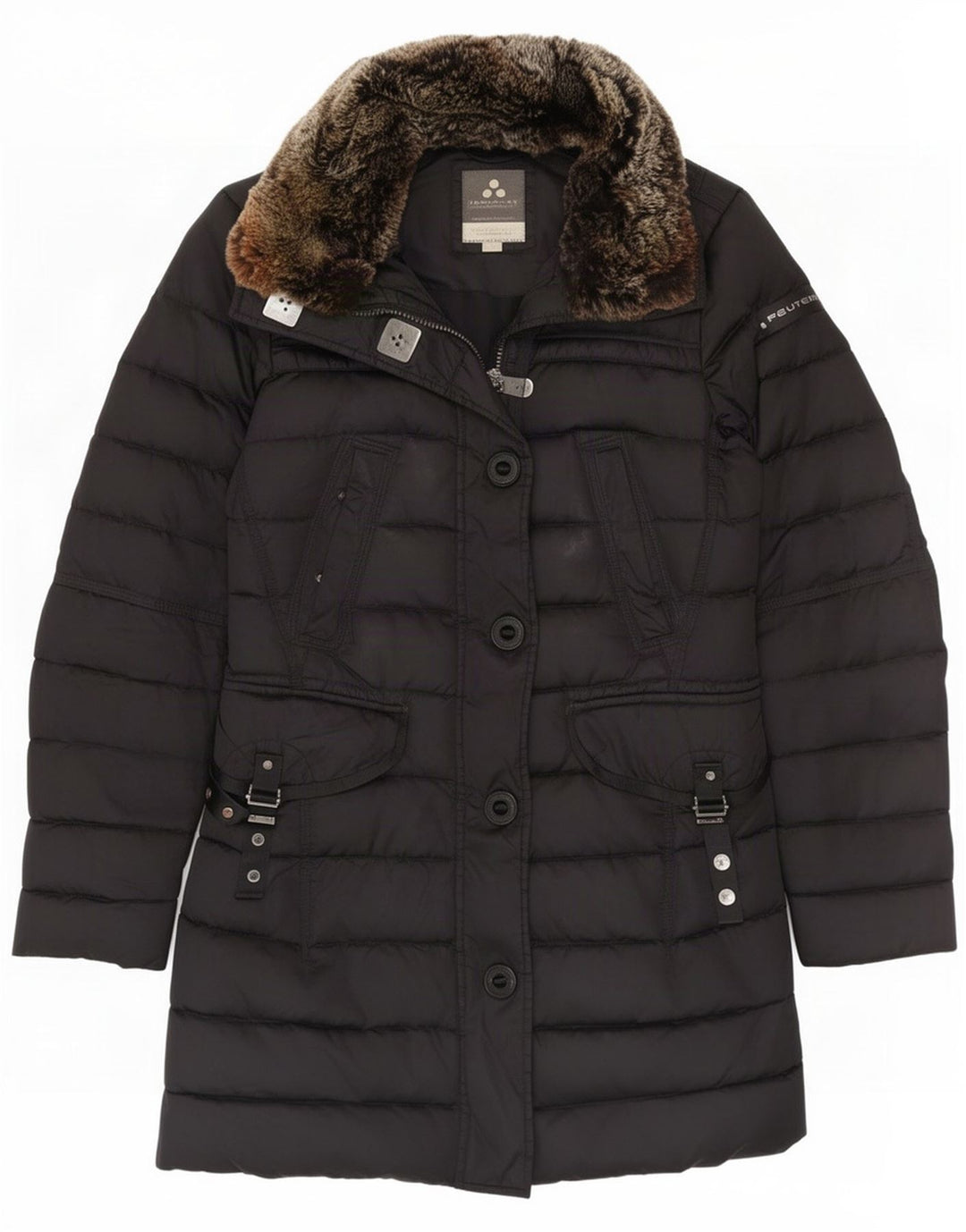 PEUTEREY Ανδρικό παλτό με κουκούλα με επένδυση IT 42 Medium Black