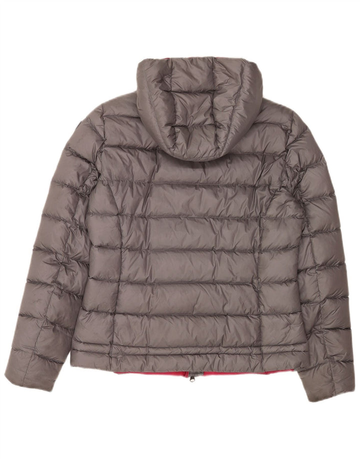 Blauer Γυναικείο μπουφάν με κουκούλα UK 14 Medium Grey Polyamide