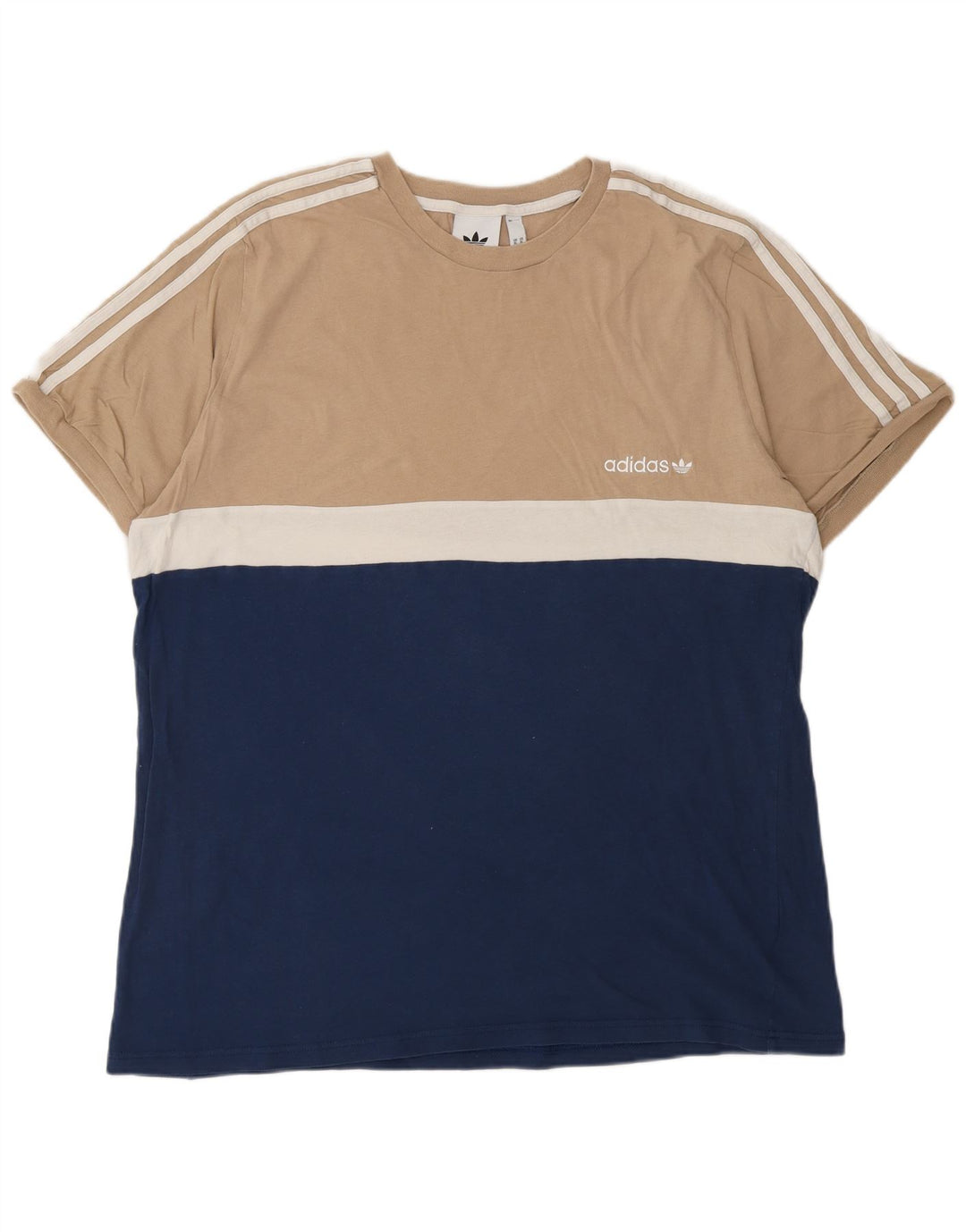 Ανδρικό T-Shirt ADIDAS Top XL Navy Blue Colorblock Βαμβακερό