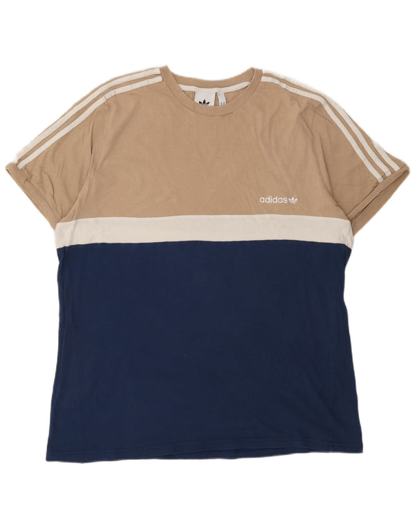 Ανδρικό T-Shirt ADIDAS Top XL Navy Blue Colorblock Βαμβακερό