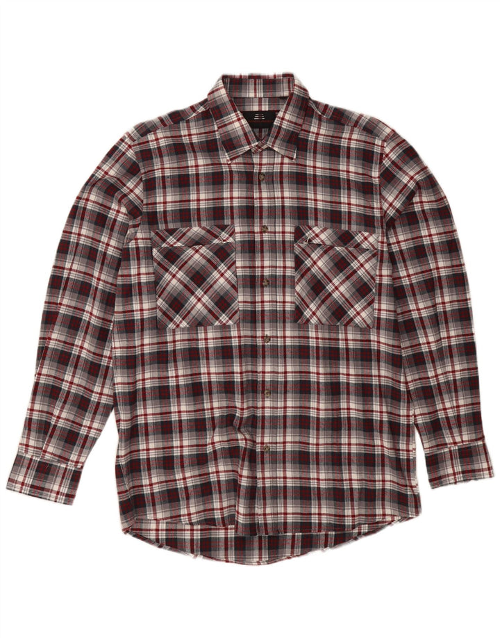 Ανδρικό φανελένιο πουκάμισο European Project Βαμβακερό μεσαίο μπορντό