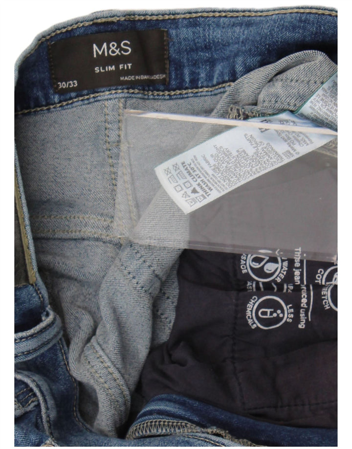 Marks & Spencer Γυναικεία Slim Jeans W30 L33 Blue Cotton