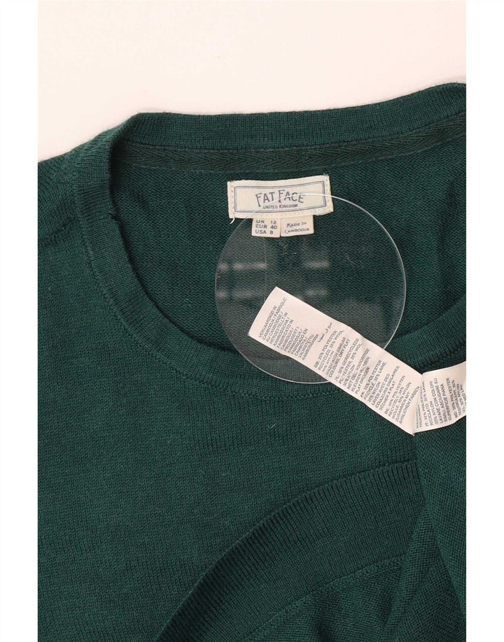Γυναικείο πουλόβερ με λαιμόκοψη Fat Face UK 12 Medium Green Polyester