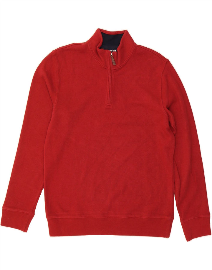LANDS END Mens Zip Neck Sweatshirt Jumper Medium Red Cotton Vintage Lands End and Second-Hand Lands End from Messina Hembry 