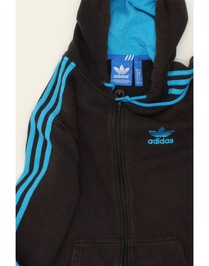 Ανδρικό πουλόβερ με κουκούλα με φερμουάρ ADIDAS, μεσαίο μαύρο βαμβακερό