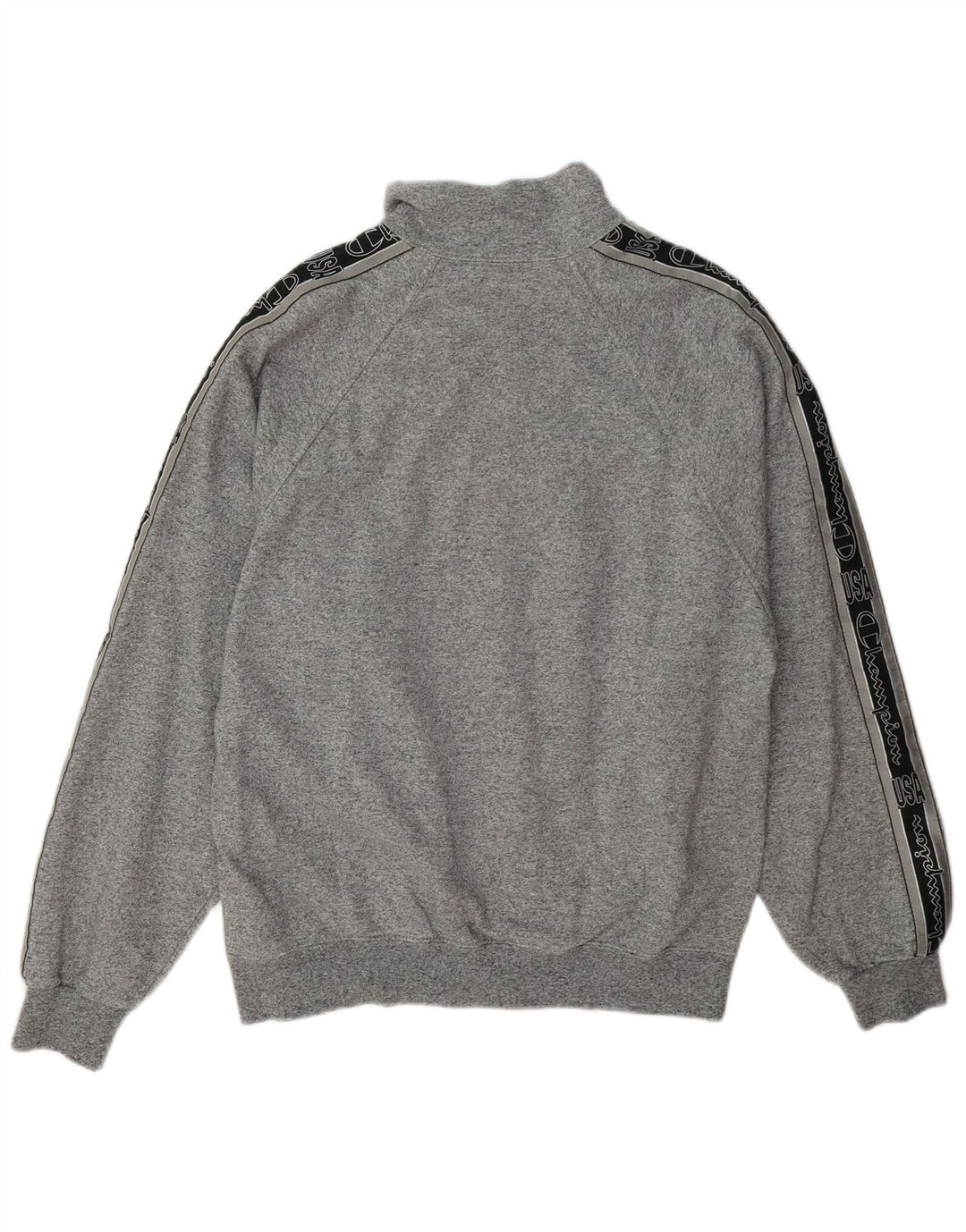 Champion Mens Graphic Zip Neck Sweatshirt Jumper Large Grey Colourblock