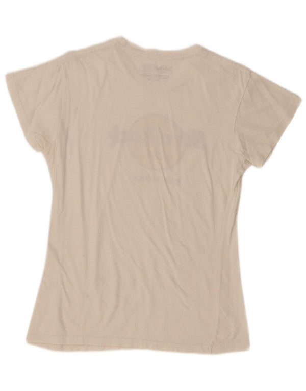 Hard Rock Cafe Womens Barcelona Graphic T-Shirt Top UK 14 Large Off White