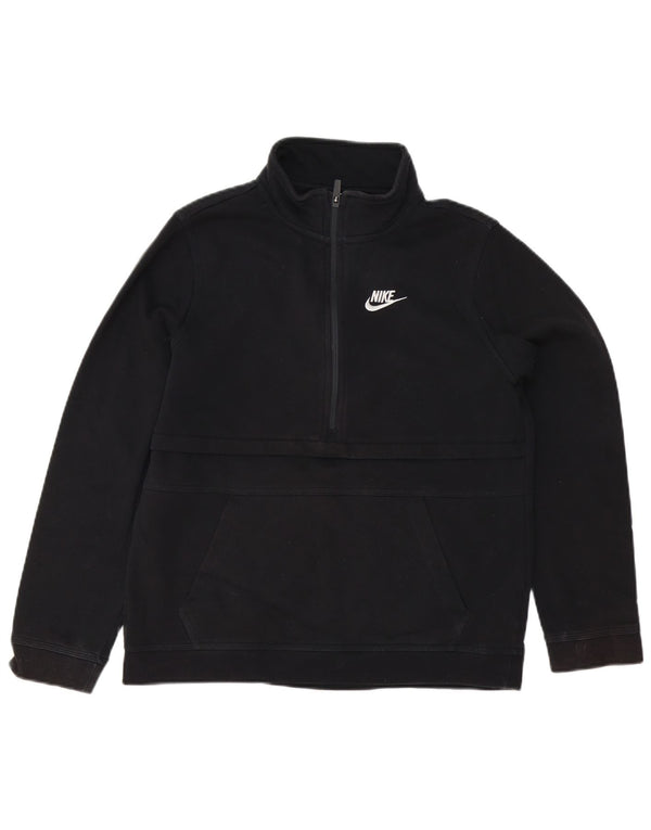 Φούτερ Nike Boys με φερμουάρ με λαιμόκοψη 13-14 ετών XL μαύρο βαμβακερό