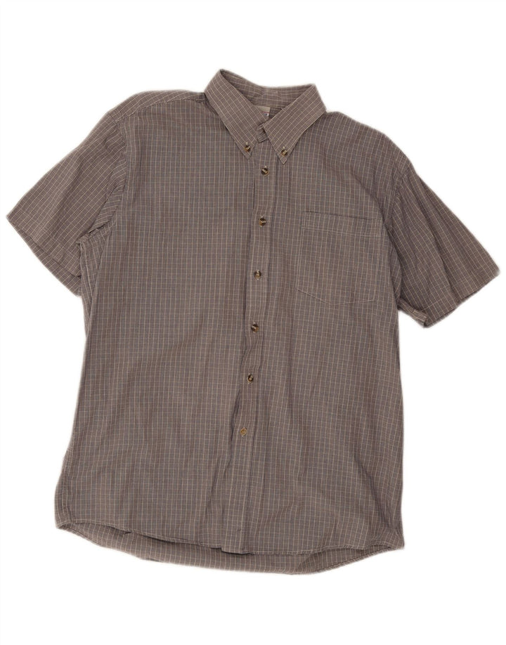 Ανδρικό κοντομάνικο πουκάμισο Brugi 41 Large Grey Check Cotton