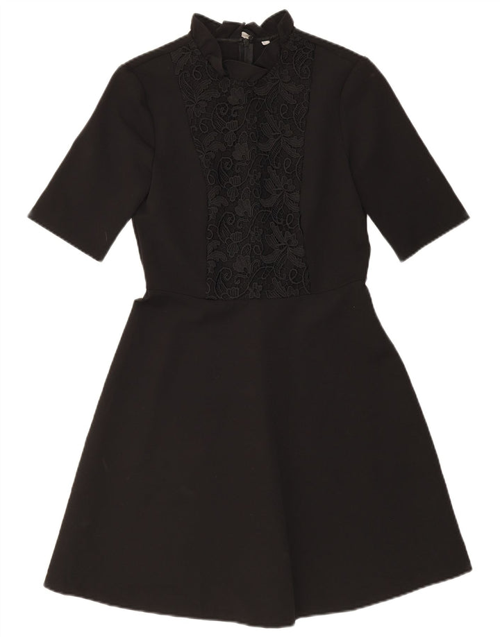 Γυναικείο φόρεμα ZARA A-Line UK 10 Small Black Floral Polyester