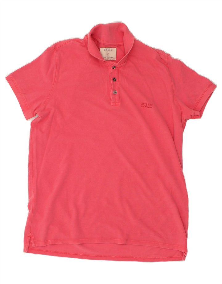 GUESS Mens Polo Shirt Large Pink Cotton Vintage Guess and Second-Hand Guess from Messina Hembry 