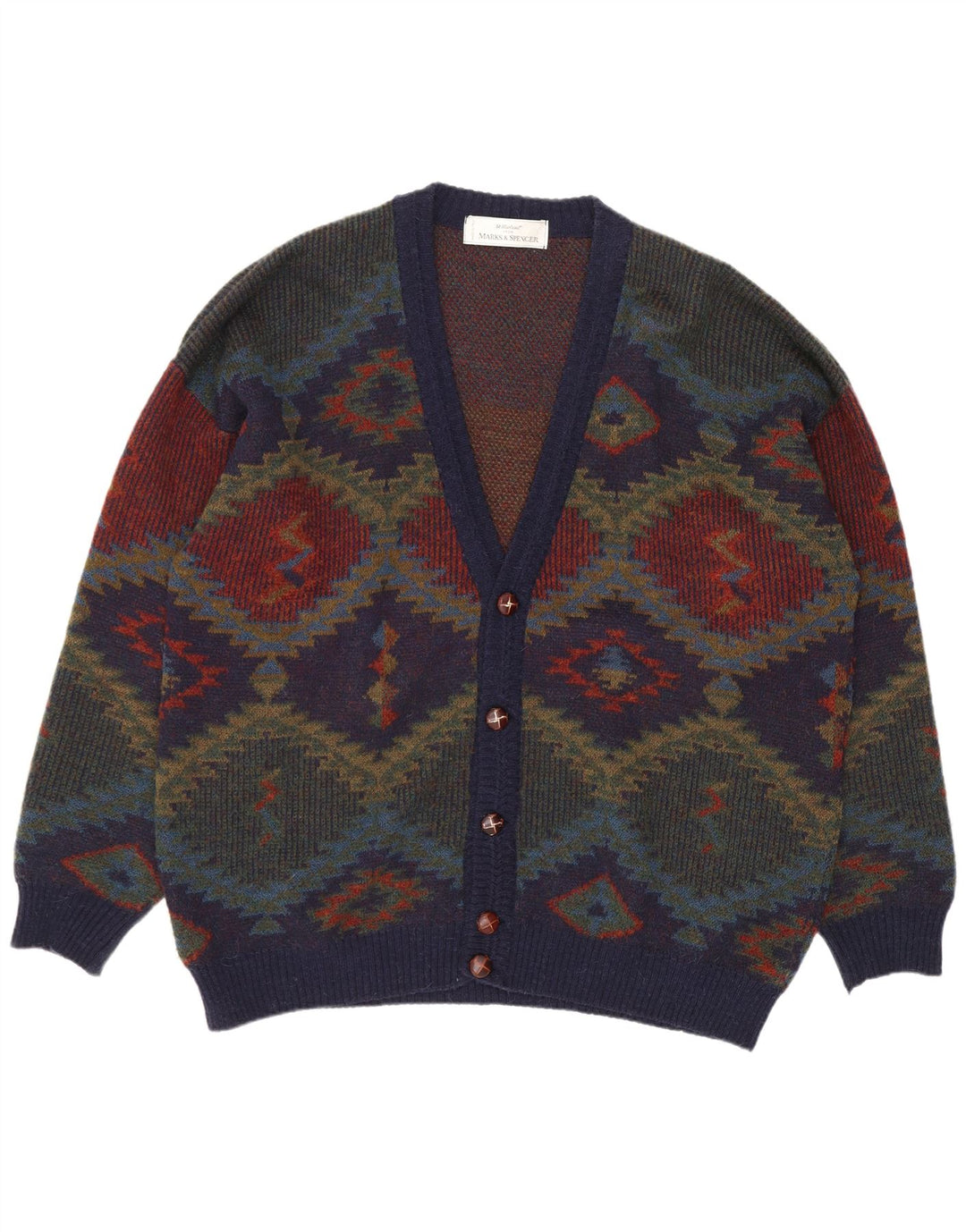 Marks & Spencer Ανδρικό πουλόβερ St. Michael Cardigan XL Navy Blue Retro